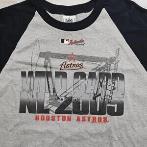 VTG 2005 HOUSTON ASTROS Wild Card Playoff 3/4 Length Sleeved Raglan Tee XL - Lee